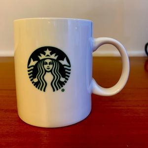 STARBUCKS CLASSIC 2016 Coffee Mug - White Black & Green Siren Mermaid Logo 12 oz
